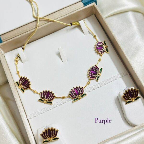 Lotus necklace- purple
