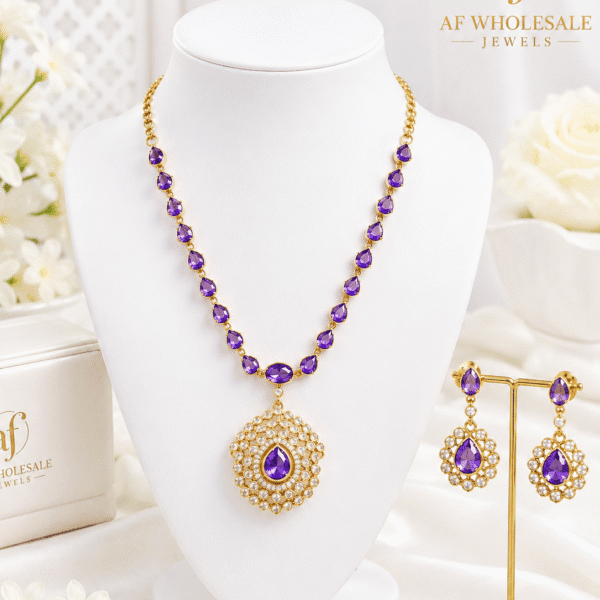 Purple necklace (micro gold )