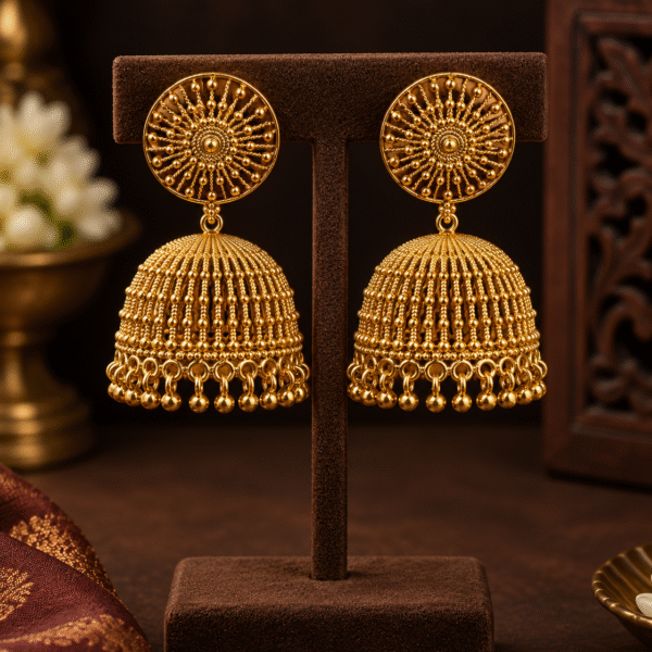 Royal sunburst gold jumka