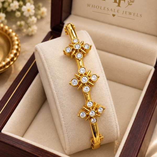 Diamond replica open type bracelet