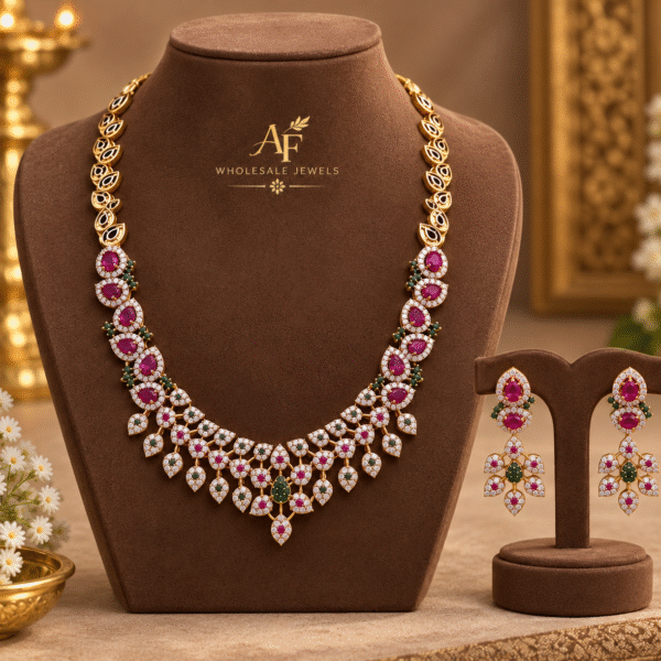 Royal Ruby leaf necklace