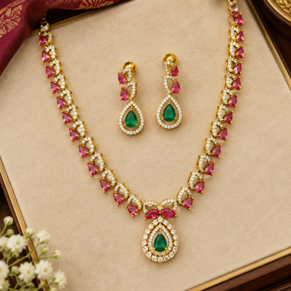 Ruby and emerald luxe necklace
