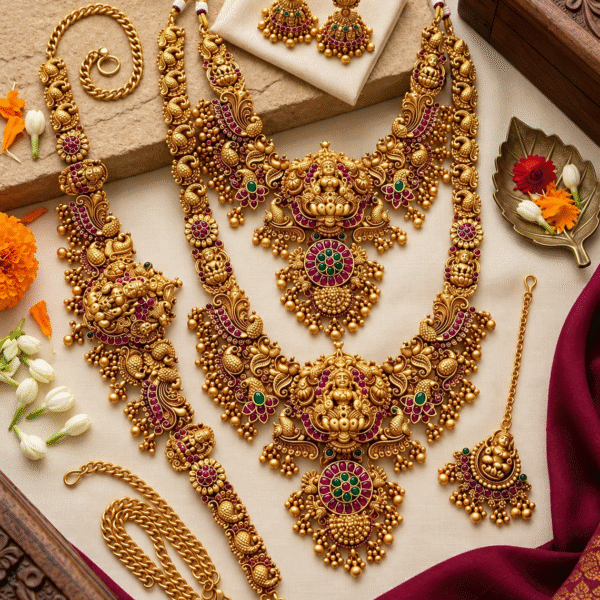 lakshmi peacock temple bridal set